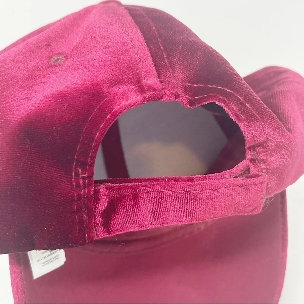 ALDO Women’s Red Velvet Cloth Baseball Cap Hook & Loop Closure One Size